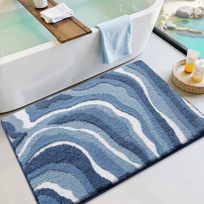 LUMI Coastal Bathroom Rug Soft Microfiber Absorbent Bath Mat 20x32