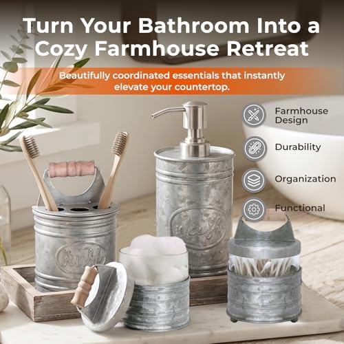 Autumn Alley Galvanized Rustic Farmhouse Bathroom Accessories Set, 4 Pc
