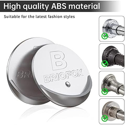BRIOFOX Shower Curtain Rod Holder 3M Adhesive | Heat Resistant | Waterproof | Max Load 60 lbs Shower Rod Retainer for Wall, 2 Pack, Chrome (Rod Not Included)
