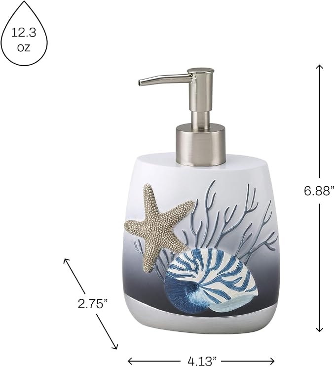 Avanti Linens – Bathroom Accessory, Resin Countertop Accessories, Oceanscape Inspired Bathroom Decor (Blue Lagoon Collection)