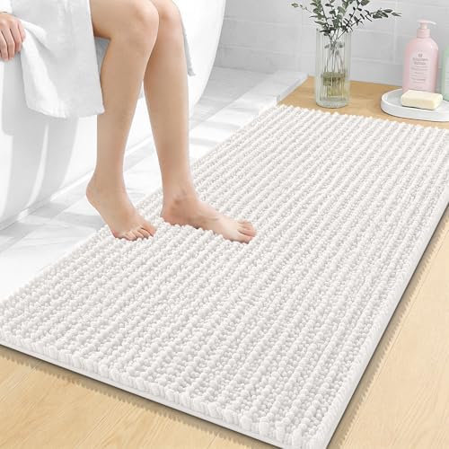 OLANLY Bathroom Rugs 44x24, Thick Soft Absorbent Chenille Bath Rugs