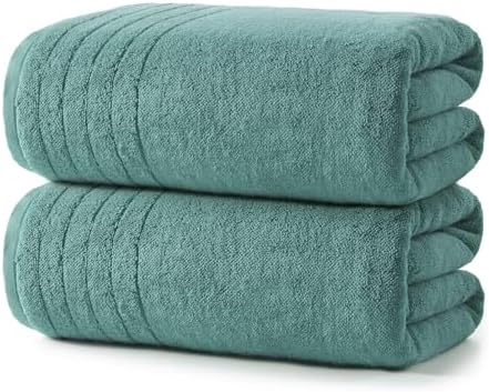 REDKISS 2 Pack Extra Large 35x70 Inch Cotton Bath Towels, Blue