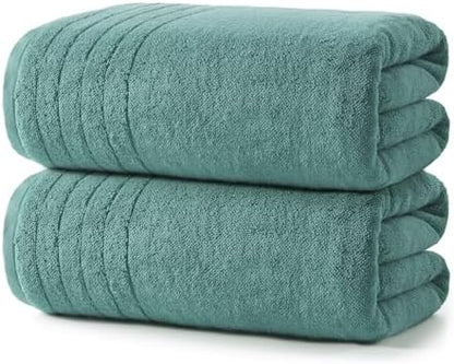 REDKISS 2 Pack Extra Large 35x70 Inch Cotton Bath Towels, Blue