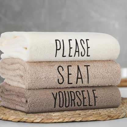 FuWeave 3 Pcs Decorative Hand Towels Bathroom, Brown, Please Seat Yourself