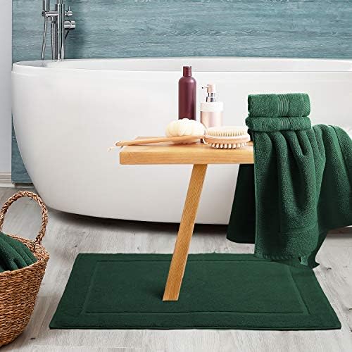 Hearth & Harbor Bath Mat Towels - 100% Ring Spun Cotton Luxury Towels - Ultra Soft & Highly Absorbent, Bathroom Towels, Floor Mat - Hunter Green