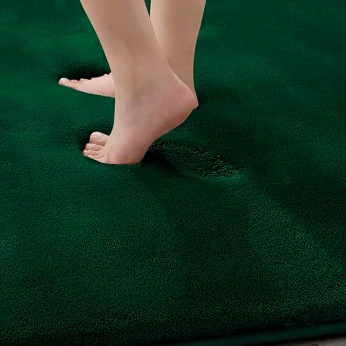 MINIDEAR Bathroom Rugs 24x17 Dark Green - Thick Memory Foam Bath Mat, Ultra Soft & Plush Non-Slip, Quick Dry, Absorbent Washable Floor Microfiber Mat for, Home Decor Accessories