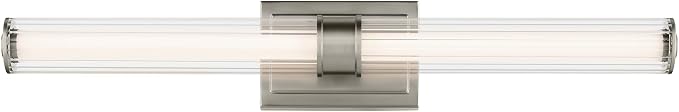 Kichler Laurene LED Bath Bar Light, Brushed Nickel | Linear vanity light with clear fluted glass for bathroom mirrors (31" x 5"), 55197NILED