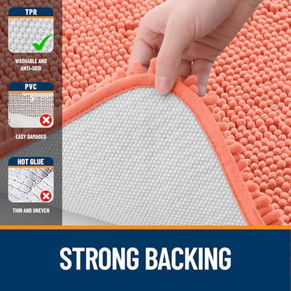 OLANLY Toilet Rugs U-Shaped 24x24, Soft Absorbent Chenille Contour Rugs