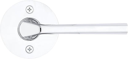 Kwikset Lisbon Dummy Door Handle, RoundSingle Sided Lever for Closets, French Double Doors, and Pantry, Polished Chrome Non-Turning Reversible Interior Push/Pull Lever