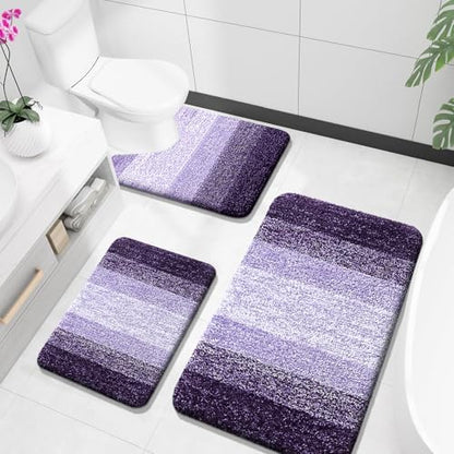 OLANLY Microfiber Bathroom Rugs Sets 3 Piece, 36"x24"+24"x16"+24"x20"