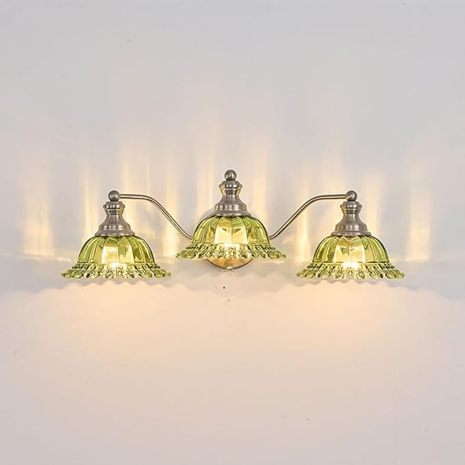 Brushed Nickel Green 3 Light Vanity Light Bathroom Light