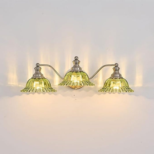 Brushed Nickel Green 3 Light Vanity Light Bathroom Light