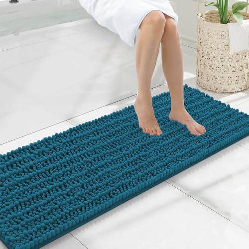 Smiry Bathroom Rugs 47X17, Extra Soft Rubber Backing Chenille Bath Mats