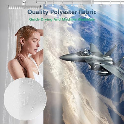 F-15 Eagle Fighter Jet US Air Force Shower Curtain with Hooks 72 x 72 Inch