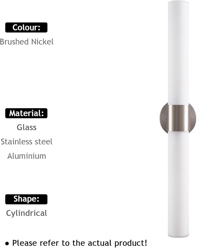 29" Modern Wall Sconce with Frosted Glass Shades, for Bathroom Mirror Bedroom Living Room Hallway, Brushed Nickel Finish