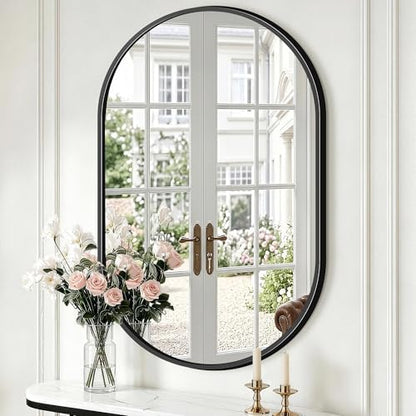 Oval Bathroom Mirror, 24"x36" Black Vanity Mirror for Over Sink