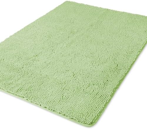 Yeaban Chenille Seafoam Green Bathroom Rug 40"x60",Non-Slip Rubber Backing