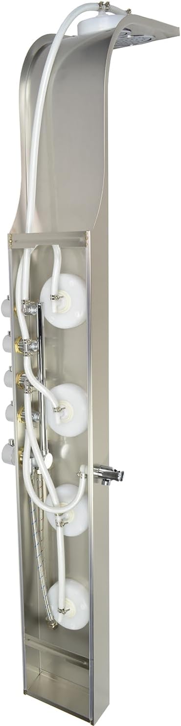 Blue Ocean 63" Stainless Steel SPS8863 Thermostatic Shower Panel Tower System vwith Rainfall Shower Head, Body Nozzles, and Handheld Shower Head, Shower Column
