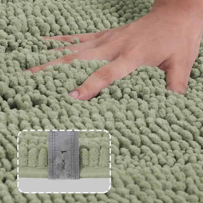 2 Piece Bathroom Rug Set with Toilet Mat, Soft Absorbent Chenille, Non-Slip