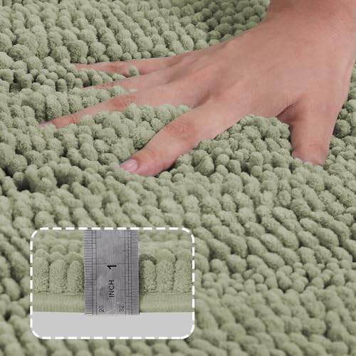 Turquoize Small Bathroom Rug 17x24, Soft Chenille Bath Rug, Eucalyptus