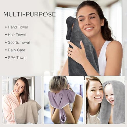 KinHwa Gray Hand Towels for Bathroom, Microfiber Face Towels, 16x30 Inch