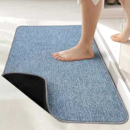 Bosap Bath Mat,Ultra Thin Bathroom Runner Rugs,Large Bath Mats for Bathroom,Quick Dry,Non-Slip,Machine Washable,Low Pile,Bath Rug,Shower Outside,Sink,Home Decor Accessories.Blue,1'5"x2'11"（17x35inch）
