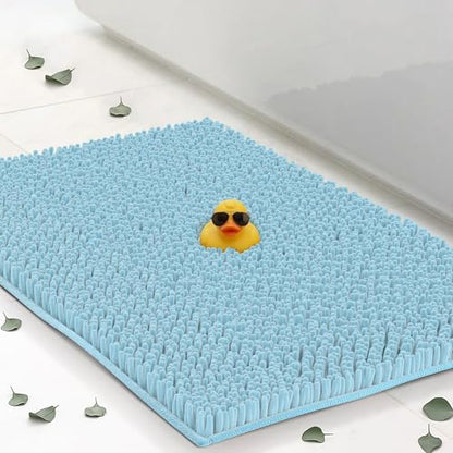 Small Chenille Bath Mats 22"x14", Plush Absorbent Bath Mats Quick Dry, Soft & Machine Washable, Non Slip Carpet for Bathroom, Thick Bathroom Rugs, Shower Restroom Rug Mat, Alfombras De Bano, Bathrugs