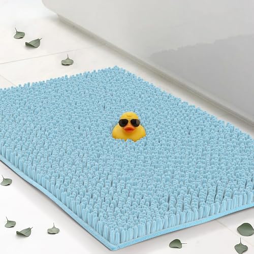 Small Chenille Bath Mats 25"x18", Plush Absorbent Bath Mats Quick Dry, Soft & Machine Washable, Non Slip Carpet for Bathroom, Thick Bathroom Rugs, Shower Restroom Rug Mat, Alfombras De Bano, Bathrugs