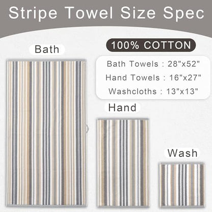 VOOVA & MOVAS Bath Towels 4 Pack, 100% Cotton, 28x52 in, Tan Gray Beige