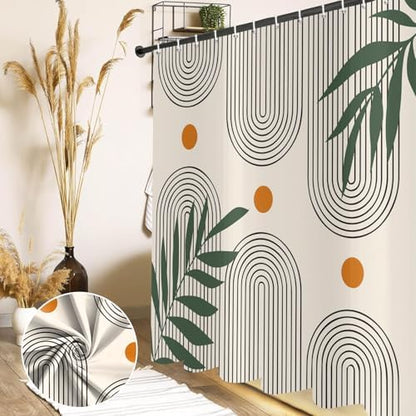 deFouliao Boho Shower Curtain, Modern Abstract Arch Waterproof Shower Curtain for Bathroom Bathtub Home Curtain Decor with Hooks, Machine Washable, 72''Wx96''L