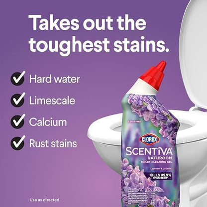 Clorox Scentiva Bathroom Toilet Cleaning Gel, Lavender and Jasmine, 24 Fluid Ounces (Pack of 2)