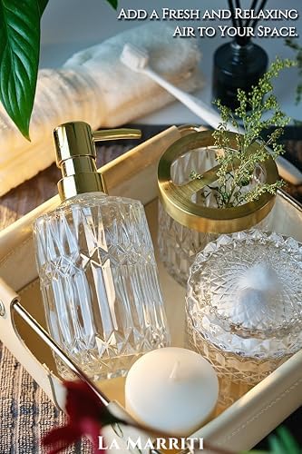 LaMarriti Clear Bathroom Accessories Set, 5pcs Crystal Glass Bathroom Set