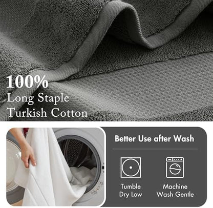 Madison Park 100% Turkish Cotton 600 GSM Bath Towel Set, 6 Piece, Charcoal