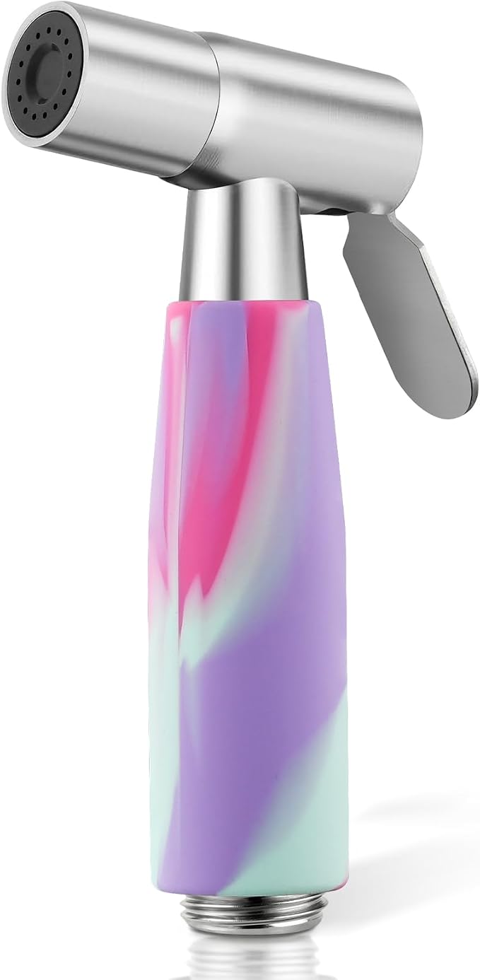 Handheld Bidet Sprayer Head, Stainless Steel Muslim Shower Head for Toilet, Adjustable Pressure Jet Sprayer for Feminine Hygiene and Pet Bath Bathroom Cloth Diaper Cleaning (Multicolor)