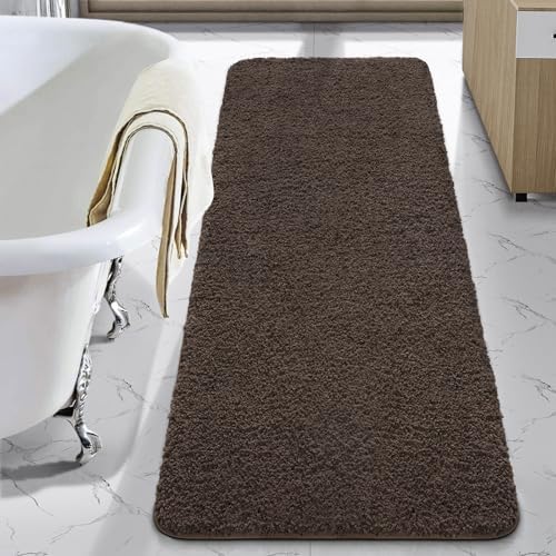 LOCHAS Bathroom Rug Runner 24x60 Inch, Bath Rugs Non Slip, Brown