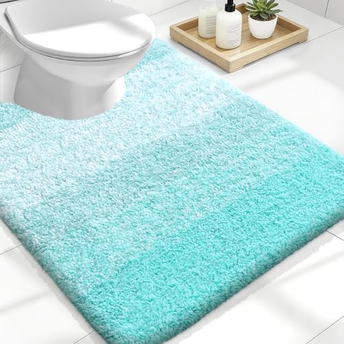 OLANLY Luxury Toilet Rugs U-Shaped 24x20, Soft Absorbent Microfiber Mat