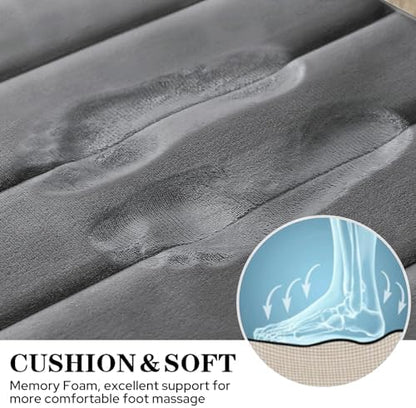 BYSURE Dark Grey Memory Foam Bathroom Rug Set 3 Piece