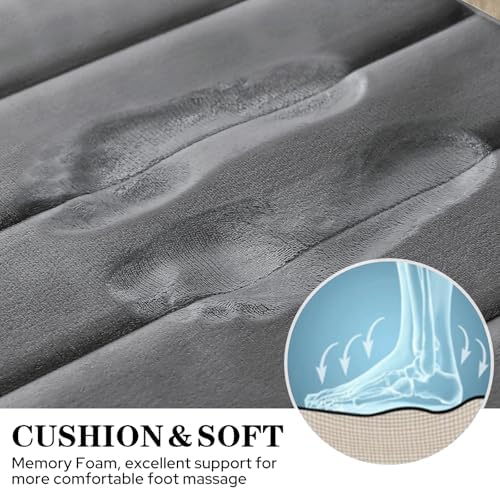 BYSURE Dark Grey Memory Foam Bath Mats Extra Long