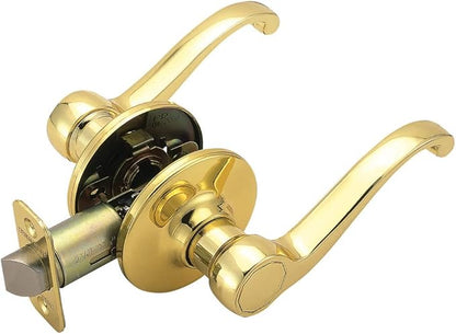Design House Scroll Passage Hall and Closet Door Lever, Polished Brass, 6.375 in x 1.88 in x 2.625 in, 783035