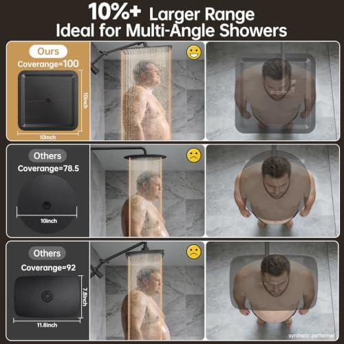 Veken All Metal 10" Oil Rubbed Bronze Rain Shower Head with Handheld Spray