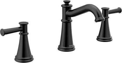 Moen Belfield Matte Black Two-Handle Widespread Bathroom Faucet Trim Kit, Valve Required, T6405BL