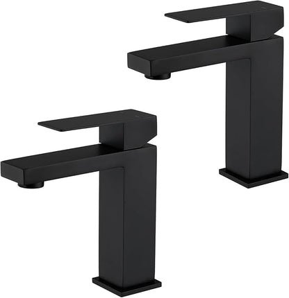 Black Bathroom Sink Faucet One Hole Faucet Single Handle 2 Packs 1 Hole Vanity SUS304 Stainless Steel Faucets for Bathroom Sink Matte Black Bathroom Faucet 2 Pieces, SF3-BK-P2