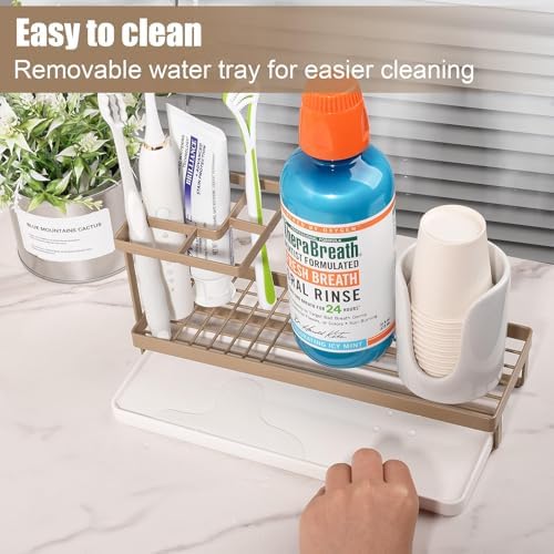 Toothbrush Holders Toothpaste Organizer Bathroom Accessories, Gold