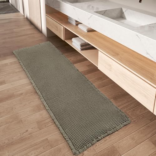 Upgraded Waffle Bath Mat Runner Absorbent Non Slip Bathroom Mat, 2' x 4'