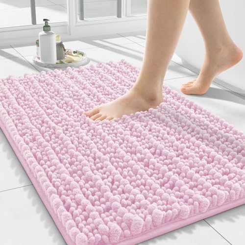 Smiry Bathroom Rugs 24X16, Extra Soft Rubber Backing Chenille Bath Mats
