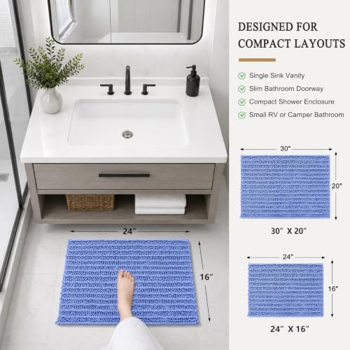 Arotive Bathroom Rugs Mat 24x16, Soft Absorbent Chenille Shaggy Bath Mat