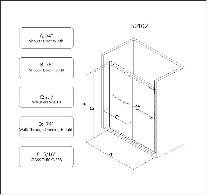 Frameless Shower Door 54"x76"-5/16"(8mm) Tempered Glass Double Sliding Bathroom Door,Matte Black,Adjustable Soft Closing Design for Spa,Bathrooms (SGCC Certified)