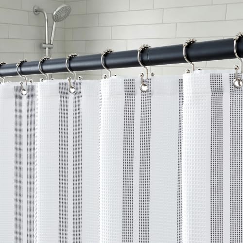 ORTIGIA 3 in 1 Waterproof Shower Curtain PEVA Liner Set 72x72 Inch,Grey