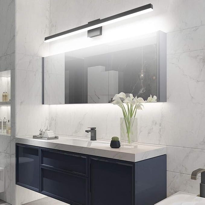 Aipsun 40 inch Modern Black Vanity Light LED Bathroom Vanity Light Fixtures Black Wall Light for Bathroom (White Light)