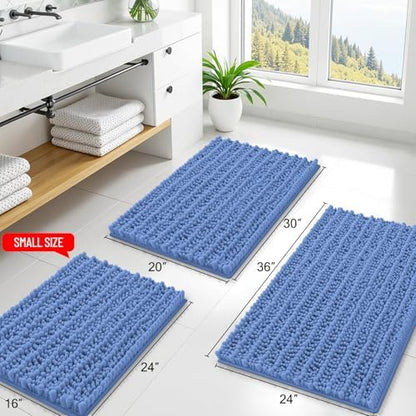 Smiry Bathroom Rugs 24X16, Extra Soft Rubber Backing Chenille Bath Mats